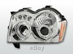 New! Projectors For Chrysler Jeep Grand Cherokee 2005-2008 Angel Eyes Chrome