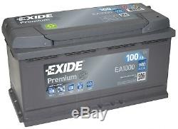 Batterie Exide EA1000 12v 100ah 900A 353x175x190mm varta G3 H3